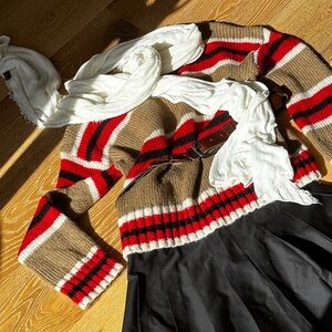 *Landes Brown Italian Leather Belt  With Braid